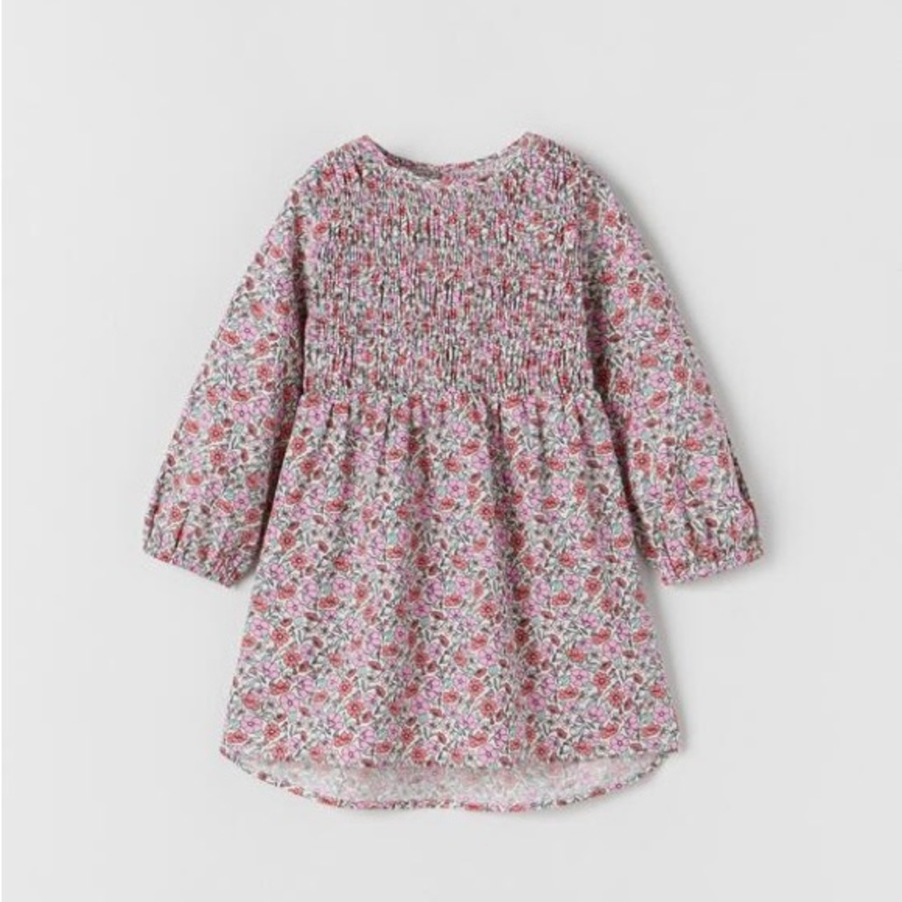 Zara Toddler Girl Smocked Floral Long Sleeve Dress